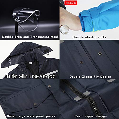Tianwang Skynet Rain Suit Jacket & Trouser Suit Raincoat Unisex Outdoor Waterproof Anti-storm (4XL, black) - Thumbnail 5