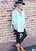 Women's Long Sleeve Off The Shoulder Knotted Blouse (L, Blue)