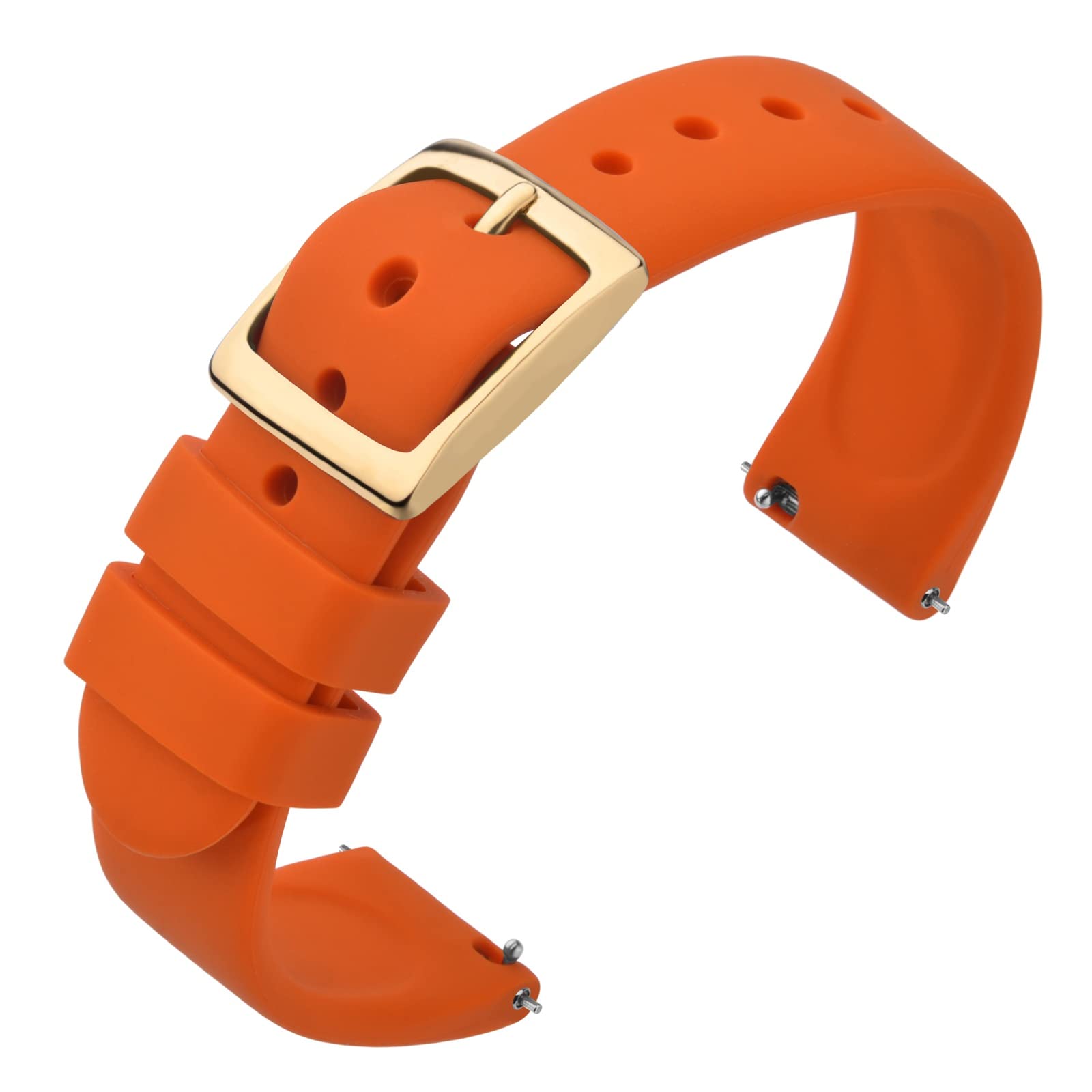 ANNEFIT Silicone Watch Straps, Quick Release Rubber Sport Band 22mm with Classic Gold Clasp (Orange)