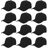 ZH Plain Adjustable Baseball Cap - Lot of 12 Unisex Blank Design Caps