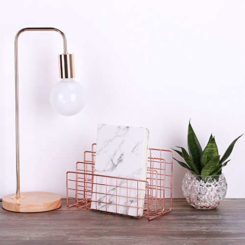 Simmer Stone Desktop Letter Sorter, Organizer for Mails Books Files Brochures Postcards, 3 Slot, Rose Gold/Copper - Thumbnail 3