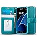 J&D Case Compatible for Galaxy S7 Case, [Wallet Stand] [Slim Fit] Heavy Duty Protective Shock Resistant Flip Cover Wallet Case for Samsung Galaxy S7 Wallet Case - Aqua