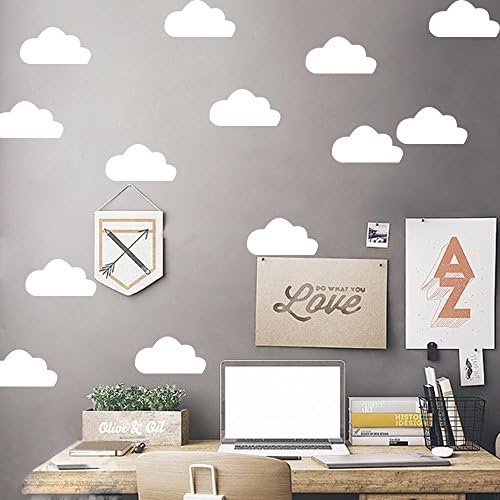 HACASO 66 PCS Mix Size 1 to 3.9 Inches Clouds Wall Decal Sticker For Kids Bedroom Decor -DIY Home Decor Vinyl Clouds Mural Baby Nursery Room Wallpaper(White)