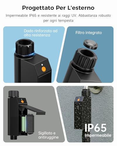 WOOX WiFi Smart Irrigation Programmer, No Hub Required 2.4 GHz Irrigation Timer, App/Voice Control, IP65 Waterproof Automatic Irrigation Control, Rain Delay & Manual