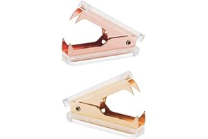 REOLAN Rose Gold and Gold Staple Remover - 2 Pack Staple Removal Tool Set, Luxury Acrylic Rose Gold and Gold Office Supplies & Desk Accessories