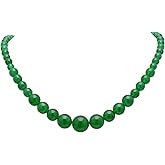 Pearl Miner Green Agate Beads Graduated Strand Necklace for Women, 18 Inches