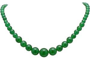 Paialco Women's Graduated Necklace Chalcedony Agate Gemstone Beads Strand 18 Inches