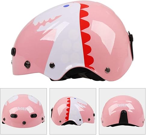Amazon 子供用バイクヘルメット キッズ フルフェイス 半帽 女の子 男の子 小学生 低学年 幼児用 かわいい 柄 図案 通勤通学 防風雨 四季helmet 頭囲 48cm 56cm未満 Uv防止レンズ 通気吸汗 軽量 耐衝撃性 虫除け アウトドア スポーツ Abs硬質 M 48 52cmピンク龍 半帽