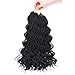 DAIRESS (6 Packs) 14Inch 35strands Wavy Senegalese Twist Crochet Hair Braids Wavy Ends Free Synthetic Hair Extensions Kanekalon Curly Crochet Twist Braiding Hair (#1B Black)