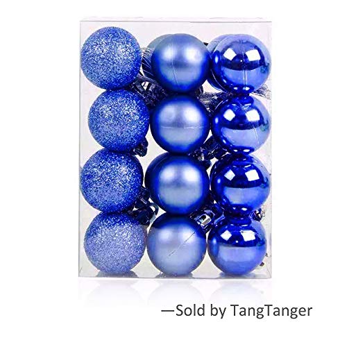TangTanger Christmas Ball Assorted Pendant Shatterproof Ball Ornament Set Seasonal Holiday Wedding Party Decorations(24 pcs, 3 cm) (Royal Blue)