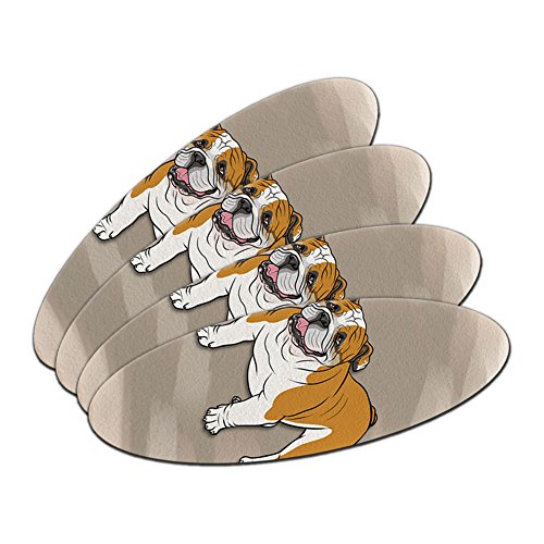 English Bulldog - Pet Dog Double-Sided Oval Nail File Emery Board Set 4 Pack