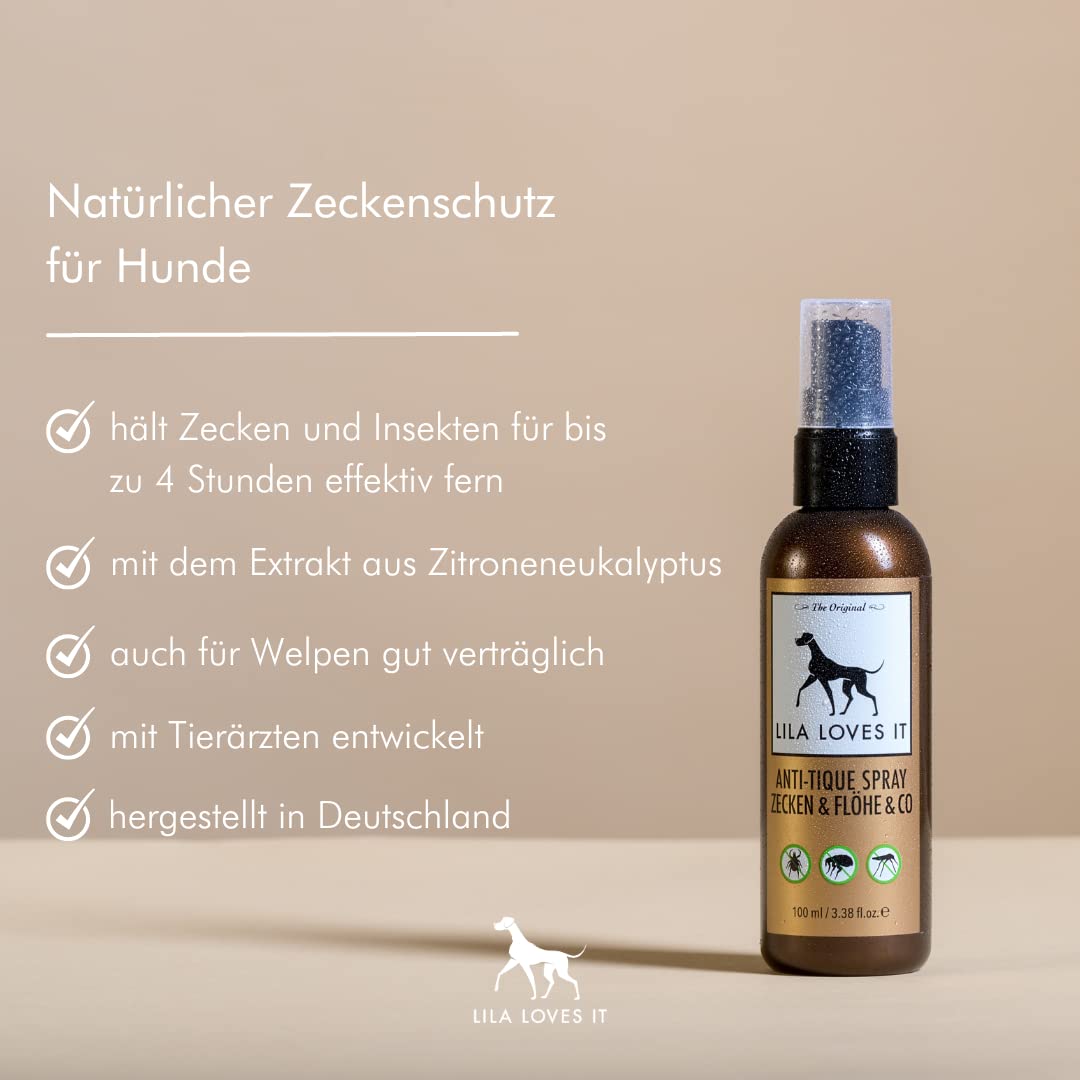 LILA LOVES IT Natürlicher Insektenschutz für Hunde – Anti Zecken Spray mit ätherischem Öl, Effektiver Schutz vor Zecken, Mücken & Flöhen, Anti-TIQUE Spray, 100 ml 3