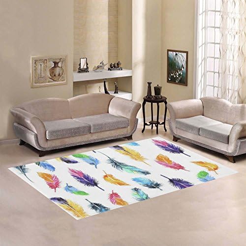 Love Nature Sweet Home Modern Collection Custom Peacock feathers rainbow color Area Rug 5'3''x4' Indoor Soft Carpet