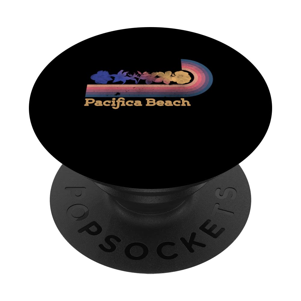 Retro Pacifica Beach Tropical Flowers 80's Style Surfing PopSockets Swappable PopGrip