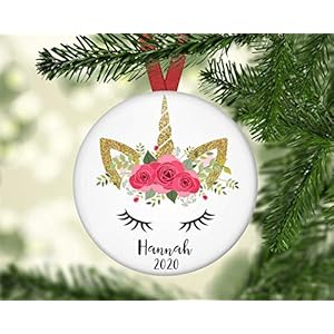 Nobrands Onbreekbaar Gepersonaliseerde Eenhoorn Ornament – Gepersonaliseerde Ornament Voor Baby’s Eerste Kerst 2020 Pandemische Ornament Kerstbal Kerstboom Decoratie
