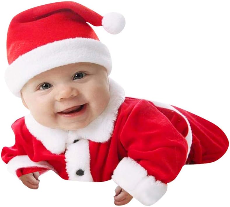 Boys Clothing Sets, Baby Girls Christmas Santa Party Costume T-Shirt + Pants + Hat + Belt Toddler Kids Outfit Clothes