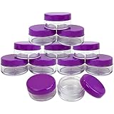 Beauticom 5G/5ML Round Clear Jars with Purple Lids for Lotions, Creams, Toners, Lip Balms, Makeup Samples - BPA Free (Quantity: 25 Pieces)