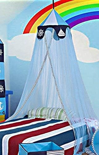 amz16128 Blue Sky Bed Canopy Mosquito Net for All Size Bed, Fits Over Twin to Queen Size Beds