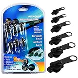 Barcley Fix A Zipper,1set/6 pcs Zip Rescue Instant Repair Kit,Replacement Accessories Fixes All Zipper, for Luggage, Suitcase, Backpack, Bags,Alloy Material (Black)