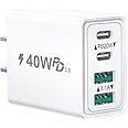 USB C Wall Charger Block, 40W 4-Port Type C Block Fast Charging Brick Dual Port USB-C Power Adapter & QC USB Wall Plug Multiport USB C Cube for iPhone 15 14 13 12 11 Pro Max XS XR, Samsung, Pixel
