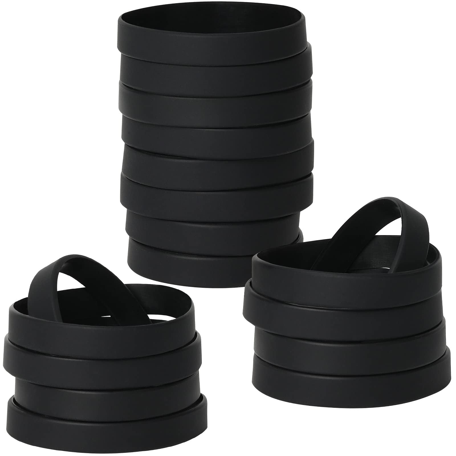 LVNRIDS 50 pcs Silicone Elastic Wristbands Blank Rubber Wrist bands Bracelets for School Sport Party Black