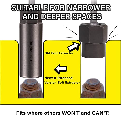 TOPEC 10Piece Spiral Type Deep Bolt Extractor Set, Spark Plug Extraction Socket Set, Stripped