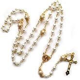 Rosary Beads Catholic for Woman,White Pearl Rosary Beads,Catholic Gifts