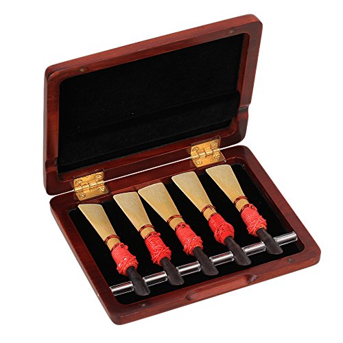BQLZR Dark Red Wooden Hand Carved Bassoon Reed Case for 5 Reeds Woodwind Accessories - Thumbnail 4