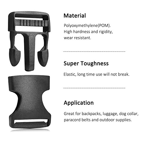 20 Pack 1 Inch Side Release Plastic Buckles ( Black )