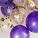 Sogorge 110 Party Balloons + 100 Yards Gold Curling Ribbon Roll Set 34 Gold Balloons | 33 White Balloons | 33 Purple Balloons | 10 Gold Confetti Balloons - 12-Inch Opaque Latex Balloons for Parties