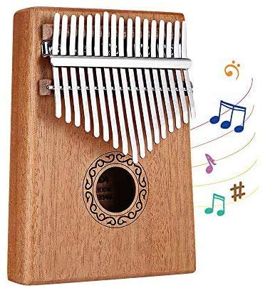 Dripex Kalimba 17 Keys Thumb Piano with Study Instruction and Tune Hammer, Finger Marimba Instrument for Music Lover Beginners(Mahogany)