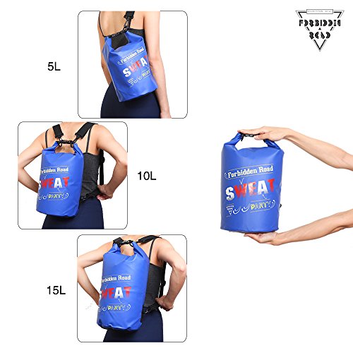 Forbidden Road 5L 10L 15L Waterproof Dry Bag (8 Colors) Dry Sack Roll Top Dry Compression Sack Keeps Gear Dry for Kayaking Boating Camping Canoeing Fishing Skiing Snowboarding (Dark Blue, 20L) - Thumbnail 7