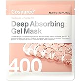 COSYUREE Collagen Deep Absorbing Hydrogel Mask, Korean Collagen Hydrogel Mask, Overnight Face Mask, Hydrating, Glass skin, Rejuvenation, Korean Skincare, 34g x 5ea