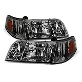ACANII - For Smoked 1998-2011 Ford Crown Victoria Headlights+Corner Signal Lights Replacement Driver + Passenger Side