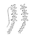 Silver Plated CZ Crystal Star Ear Vine Climbers Sweep up Ear Cuffs Hook Earrings 1 Pair