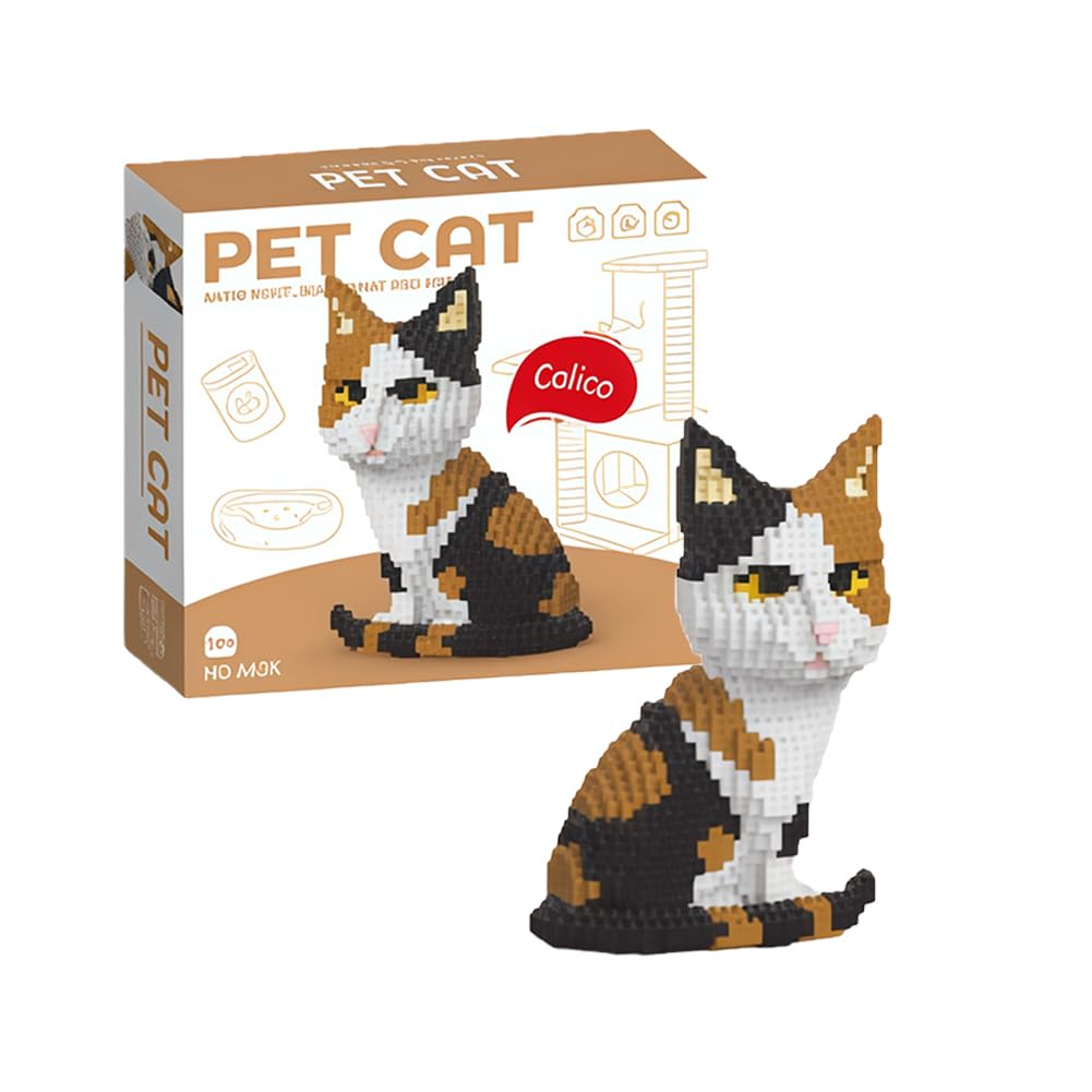 Cat Micro Building Block Set,Animal Building Blocks Set Creative Diy Construction Toys Figure Decor Building Toys Birthday Gifts For Boys Girls Animals Toys Gifts For Boys Girls Adult (Calico Cat) β image 1