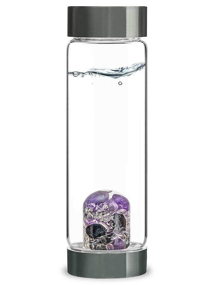 VitaJuwel ViA GUARDIAN | Crystal Water Bottle with Amethyst, Black Tourmaline for Protection, Clarity and Open-Mindedness
