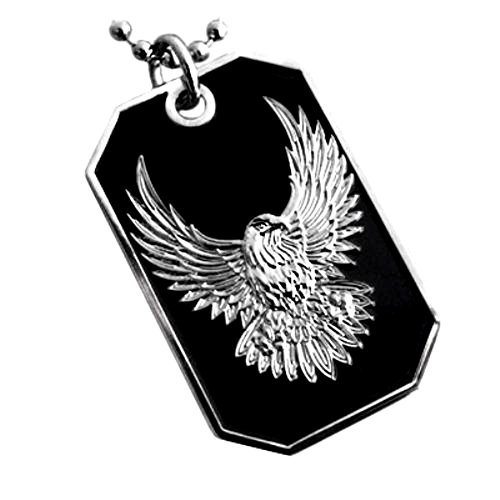 FLYING EAGLE WINGED PENDANT DOG TAG BALL CHAIN NECKLACE NICKEL FREE METAL