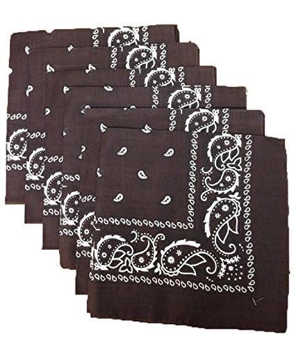 6 Color Pack Paisley Bandana Scarf, Head Wraps brown