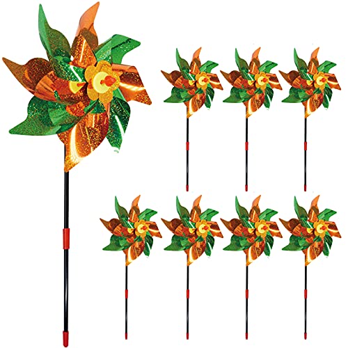 Muzigs 8 Pack 9.5 Inches Reflective Pinwheels for Yard and Garden