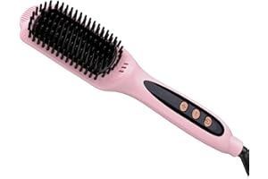 Hair Straightener Brush Heated Straightening Brush: FOCALA Ceramic Negative Ionic Hot Brush Hair Straightener for Straightening Smoothing Women Hair - Reduce Frizz 30s Fast Heating Dual Voltage