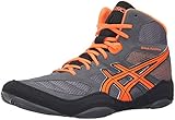 ASICS Men's Snapdown Wrestling Shoe, Shark/Hot Orange/Black, 9.5 M US