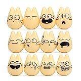 Kimkoala Miniature Emoji Figurines, 12 Pcs Resin Mini Cartoon Action Twittering Expression Figures Totoro Chibi Dolls For Fairy Gardening Micro Landscape Potted Decoration Terrarium Supplies