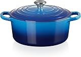 Le Creuset Signature Cast Iron Round Casserole 22 cm Azure with Lid view 2