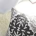 PONY DANCE Euro Decorative Throw Pillow Cover Cotton Floral Embroidered Pillowcase Square Damask Sofa Cushion Cover Hidden Zipper Design, 18 inches(45 x 45 cm), Grey Floral, 1 Pack