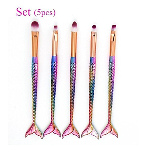 Letdown(TM)5PCS Make Up Brush Multicolor Mermaid Foundation Eyebrow Eyeliner Blush Cosmetic Concealer Brushes (A)