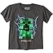 Mojang Minecraft Charged Creeper Graphic Polyester T-shirt, Gray, Small 6/7