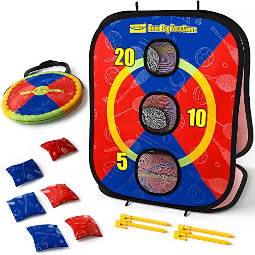 Bean Bag Toss Game for Kids, Foldable Cornhole Board Game for Toddler, Yard Beach Toys Gift for