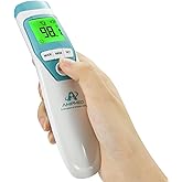 Amplim Medical Grade Digital Infrared Forehead Thermometer | Adults &amp; Kids, Fever Alarm, No-Touch, 1sec, 3-in-1, 60 Memory, Auto Off