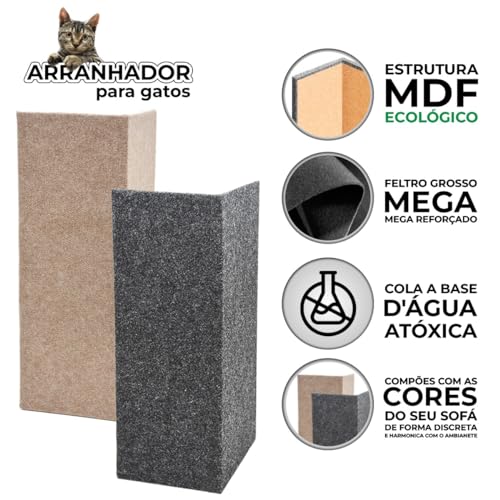 Arranhador Pet Gatos Cama Box e Canto De Sofá Com 2 Peças Montado MDF Premium (Bege)
